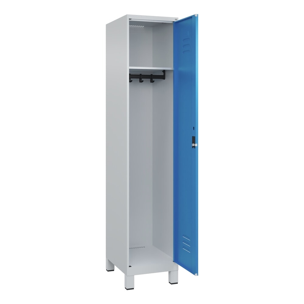 Produktabbildung: C+P Spind Classic PLUS, Füße, 1 Abteil, HxBxT 1.950 x 400 x 500 mm, lichtgrau, lichtblau, Zylinderschloss, ohne Mitteltrennwand