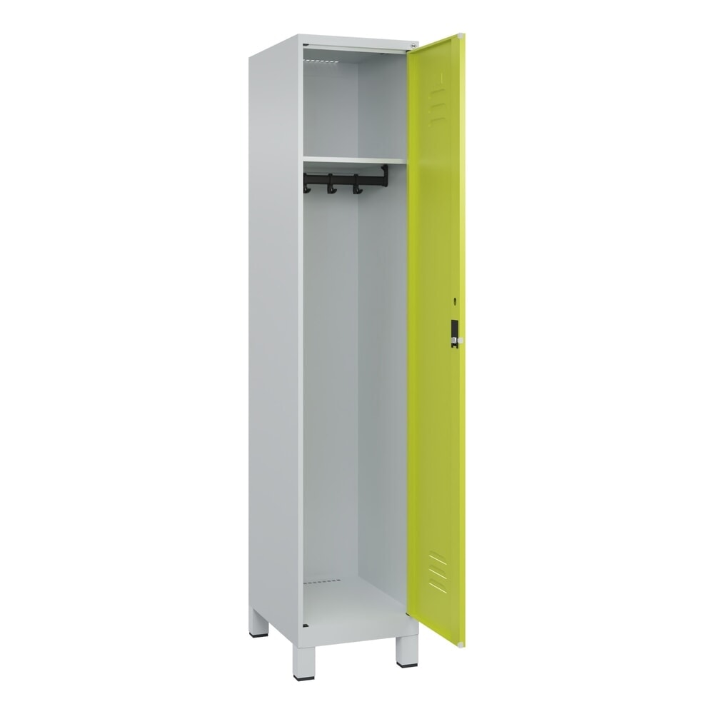 Produktabbildung: C+P Spind Classic PLUS, Füße, 1 Abteil, HxBxT 1.950 x 400 x 500 mm, lichtgrau, clowngrün, Zylinderschloss, ohne Mitteltrennwand