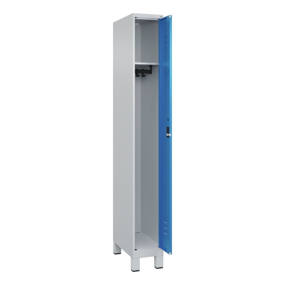 Produktabbildung: C+P Spind Classic PLUS, Füße, 1 Abteil, HxBxT 1.950 x 250 x 500 mm, lichtgrau, lichtblau, Zylinderschloss, ohne Mitteltrennwand