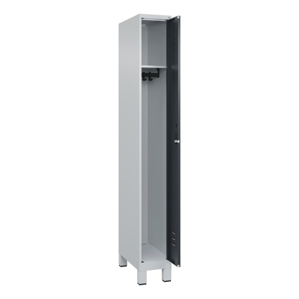 Produktabbildung: C+P Spind Classic PLUS, Füße, 1 Abteil, HxBxT 1.950 x 250 x 500 mm, lichtgrau, anthrazitgrau, Zylinderschloss, ohne Mitteltrennwand