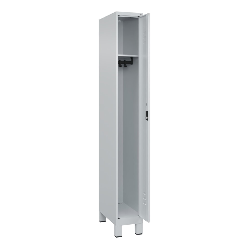 Produktabbildung: C+P Spind Classic PLUS, Füße, 1 Abteil, HxBxT 1.950 x 250 x 500 mm, lichtgrau, lichtgrau, Zylinderschloss, ohne Mitteltrennwand