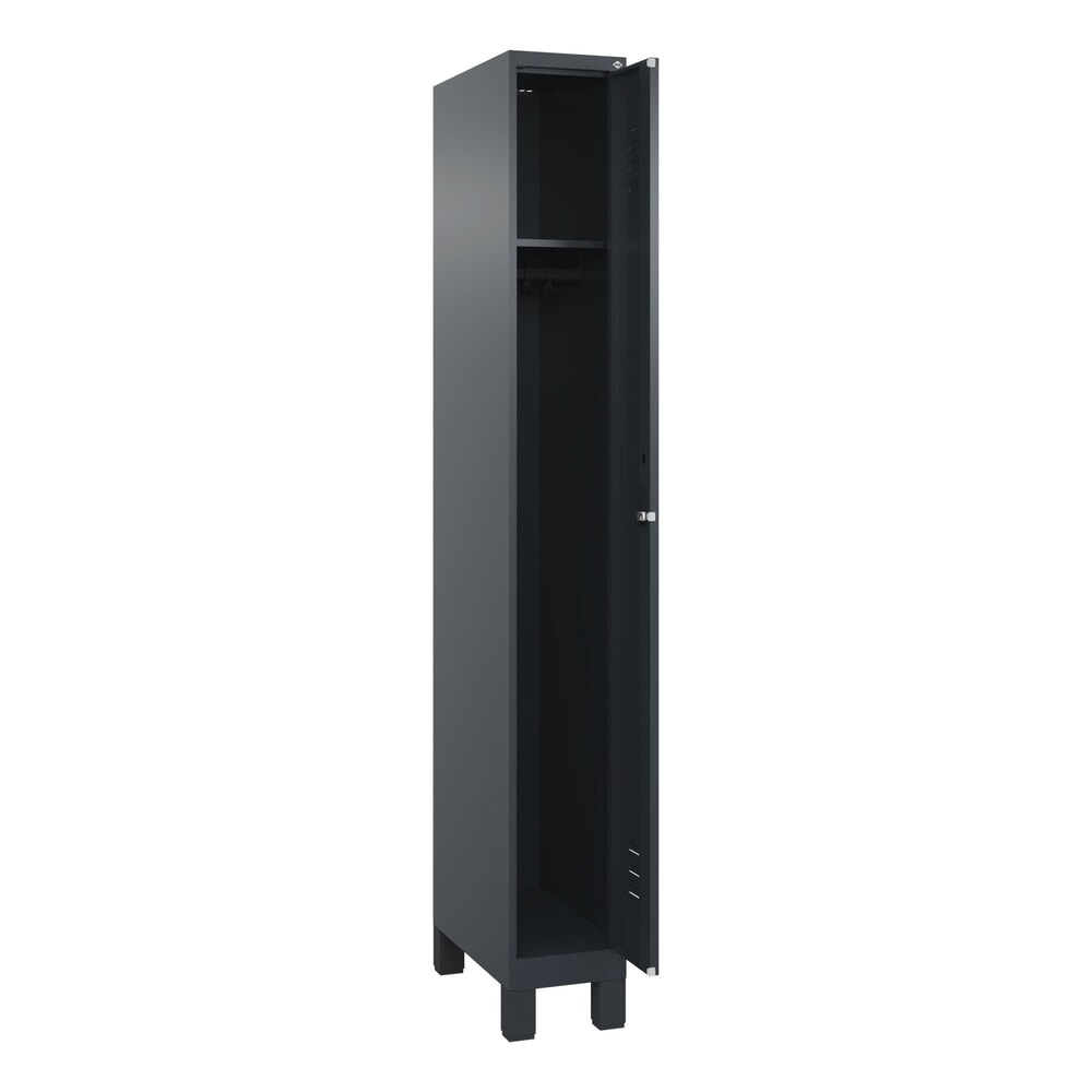 Produktabbildung: C+P Spind Classic PLUS, Füße, 1 Abteil, HxBxT 1.950 x 250 x 500 mm, anthrazitgrau, anthrazitgrau, Zylinderschloss, ohne Mitteltrennwand