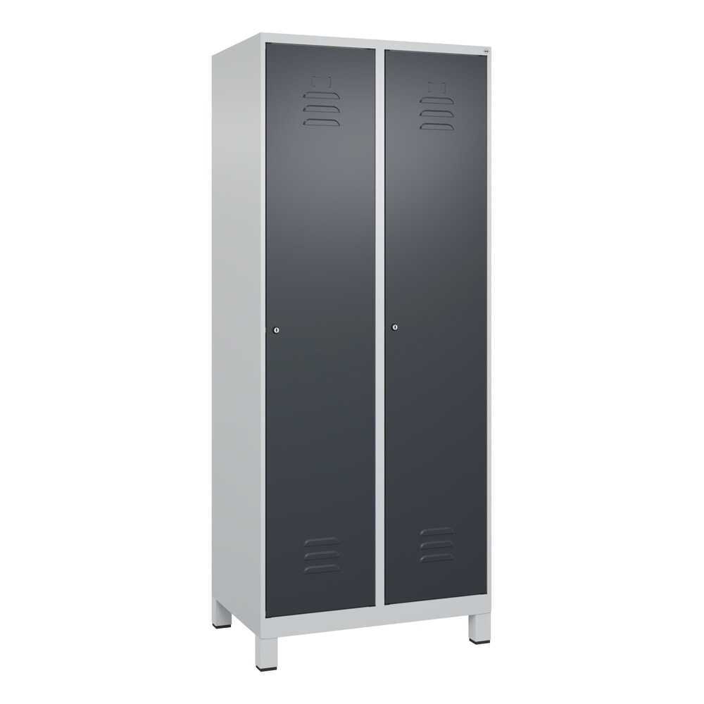 Produktabbildung Nr. 9: C+P Spind Classic PLUS, Füße, 2 Abteile, HxBxT 1.950 x 800 x 500 mm, lichtgrau, anthrazitgrau, Zylinderschloss, ohne Mitteltrennwand