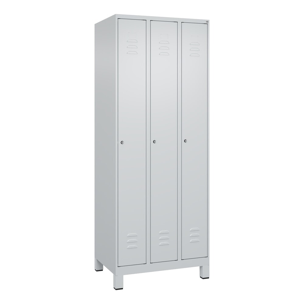 Produktabbildung Nr. 9: C+P Spind Classic PLUS, Füße, 3 Abteile, HxBxT 1.950 x 750 x 500 mm, lichtgrau, lichtgrau, Zylinderschloss, ohne Mitteltrennwand