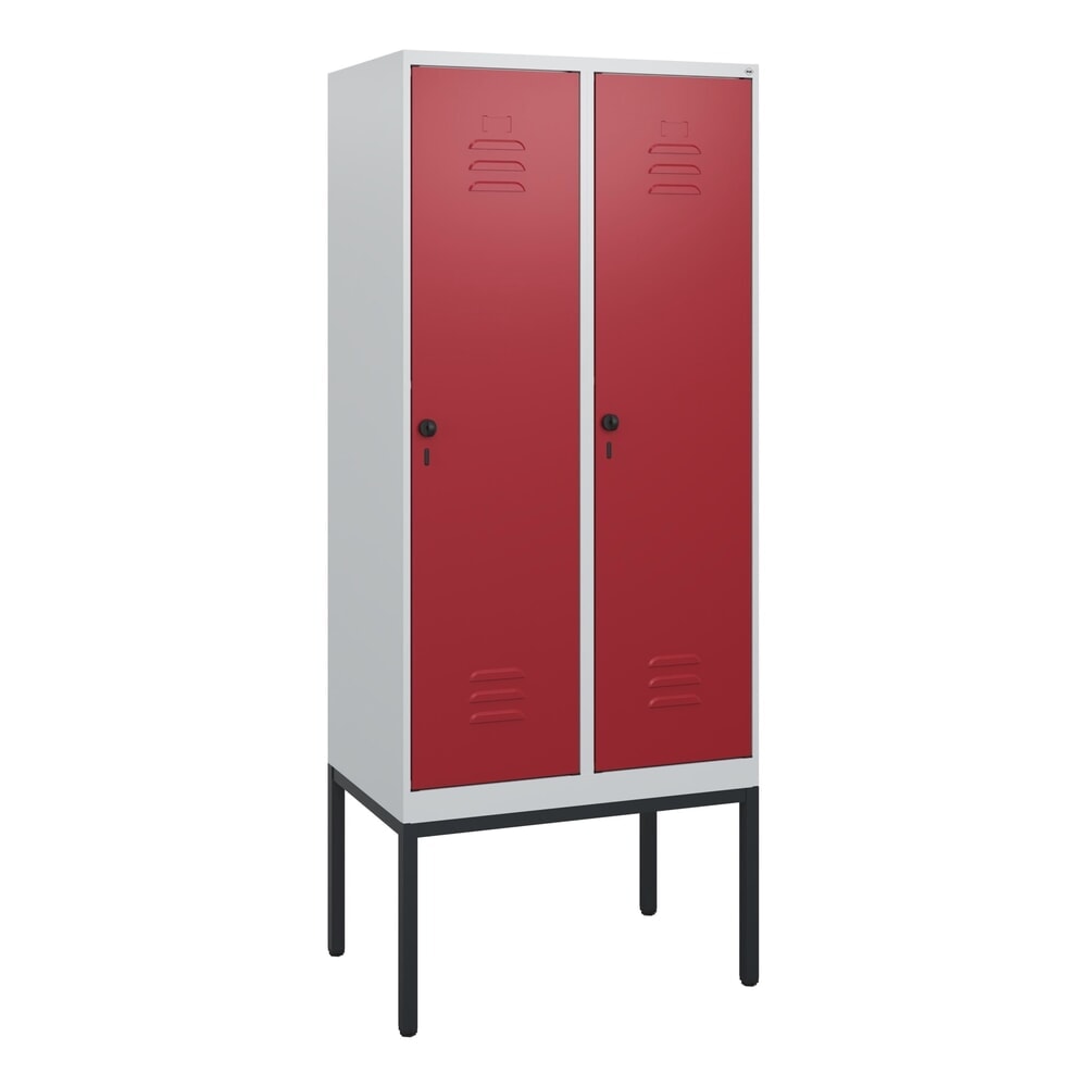 Produktabbildung Nr. 9: C+P Spind Classic PLUS, Gestell, 2 Abteile, HxBxT 1.950 x 800 x 500 mm, lichtgrau, rubinrot, für Vorhängeschloss, ohne Mitteltrennwand