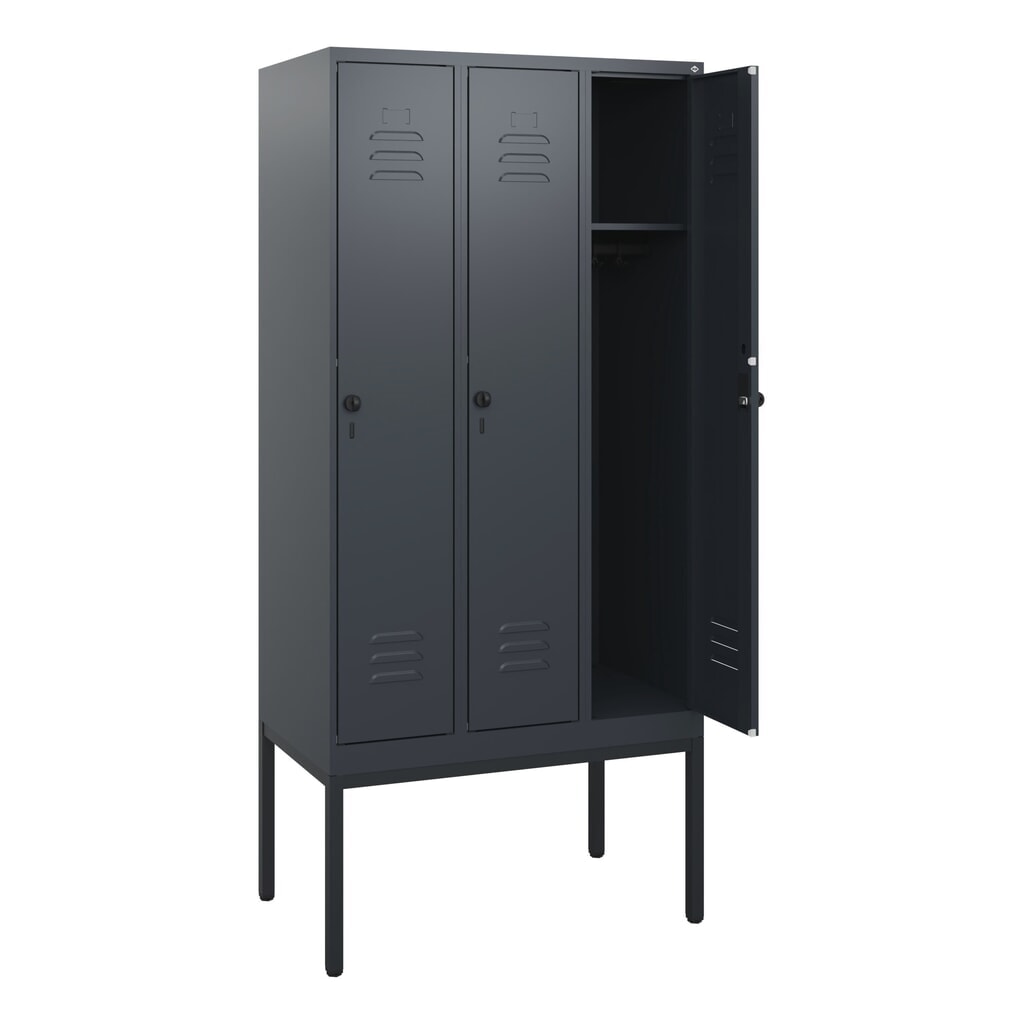 C+P Spind Classic PLUS, Gestell, 3 Abteile, HxBxT 1.950 x 900 x 500 mm, anthrazitgrau, anthrazitgrau, für Vorhängeschloss, ohne Mitteltrennwand Produktabbildung Nr. 1: C+P Spind Classic PLUS, Gestell, 3 Abteile, HxBxT 1.950 x 900 x 500 mm, anthrazitgrau, anthrazitgrau, für Vorhängeschloss, ohne Mitteltrennwand