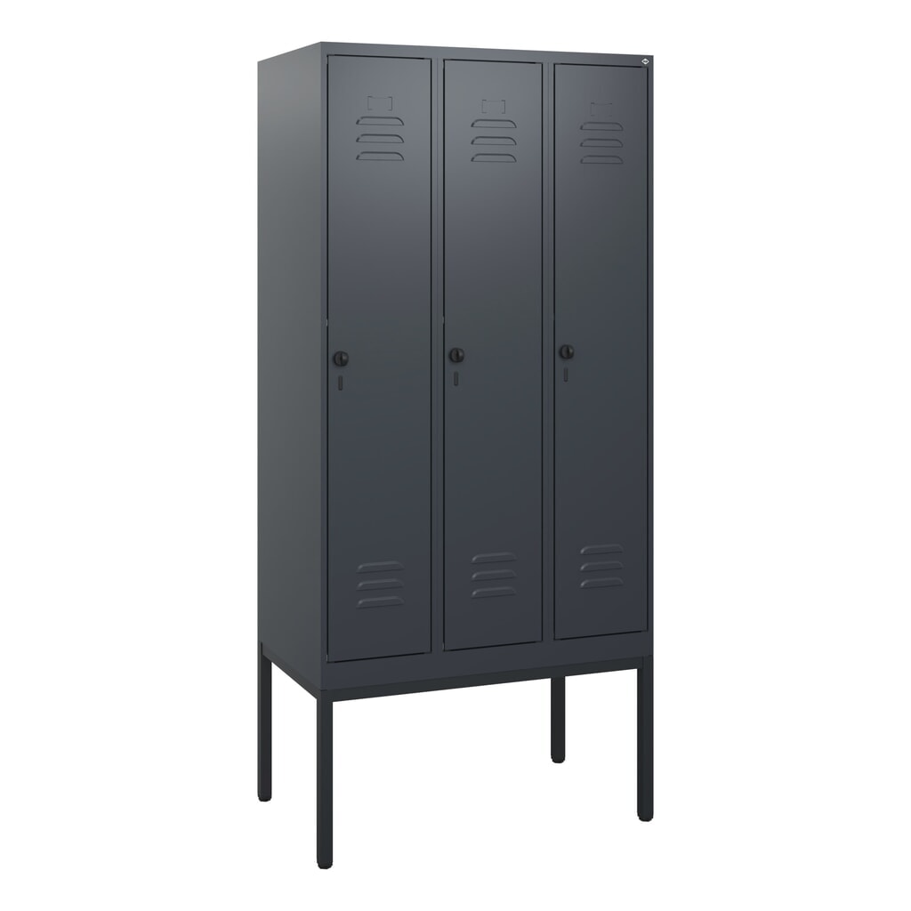 Produktabbildung Nr. 9: C+P Spind Classic PLUS, Gestell, 3 Abteile, HxBxT 1.950 x 900 x 500 mm, anthrazitgrau, anthrazitgrau, für Vorhängeschloss, ohne Mitteltrennwand