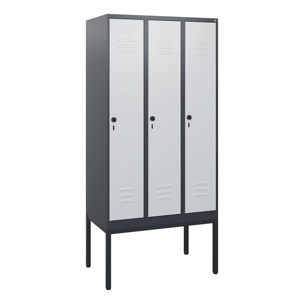 C+P Spind Classic PLUS, Gestell, 3 Abteile, HxBxT 1.950 x 900 x 500 mm, anthrazitgrau, lichtgrau, für Vorhängeschloss, ohne Mitteltrennwand Produktabbildung Nr. 9: C+P Spind Classic PLUS, Gestell, 3 Abteile, HxBxT 1.950 x 900 x 500 mm, anthrazitgrau, lichtgrau, für Vorhängeschloss, ohne Mitteltrennwand
