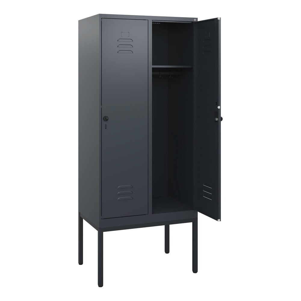 Produktabbildung: C+P Spind Classic PLUS, Gestell, 2 Abteile, HxBxT 1.950 x 800 x 500 mm, anthrazitgrau, anthrazitgrau, für Vorhängeschloss, ohne Mitteltrennwand