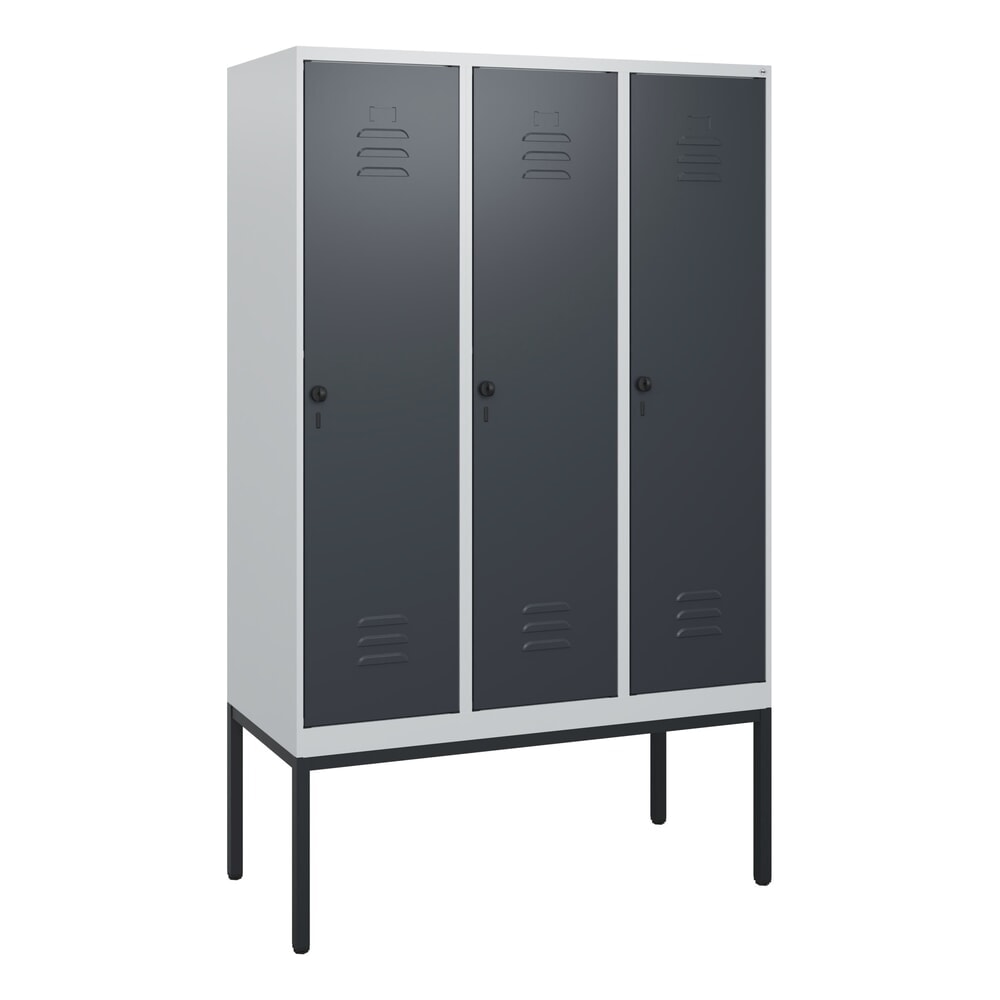 Produktabbildung Nr. 9: C+P Spind Classic PLUS, Gestell, 3 Abteile, HxBxT 1.950 x 1.200 x 500 mm, lichtgrau, anthrazitgrau, für Vorhängeschloss, ohne Mitteltrennwand