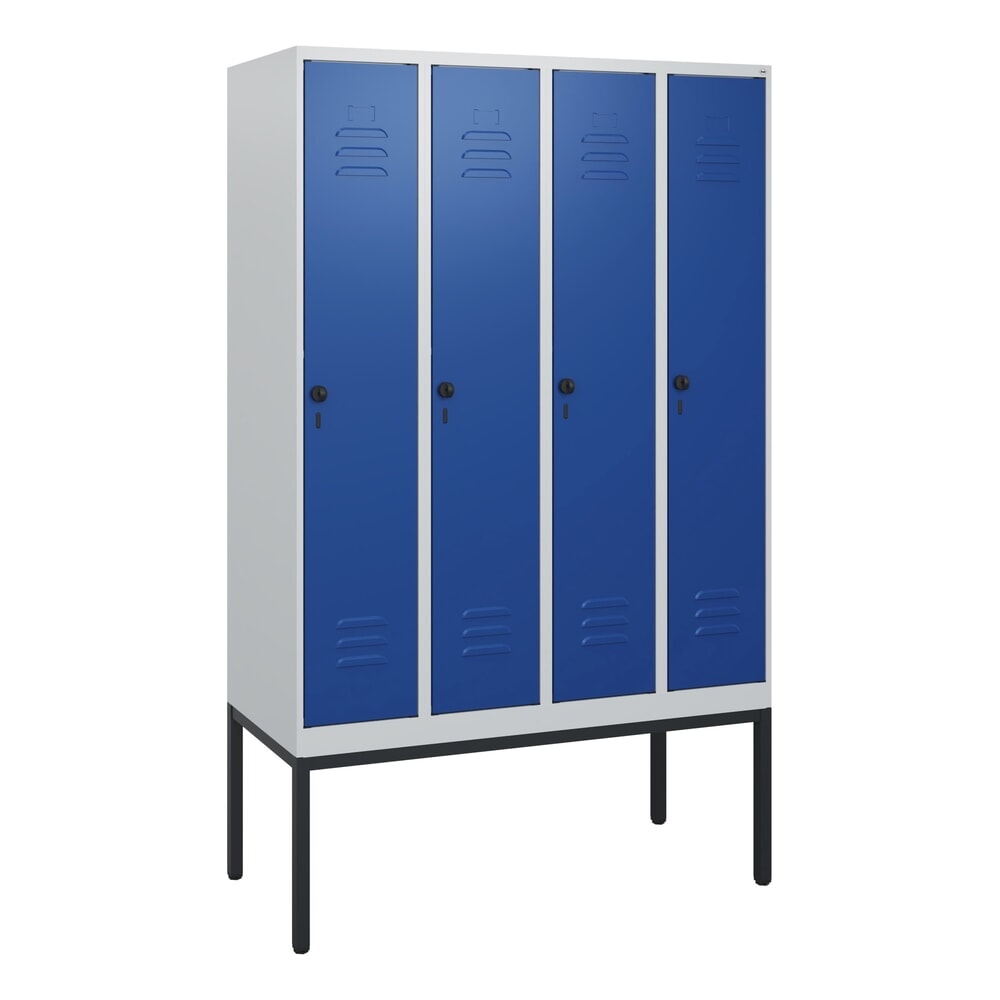 Produktabbildung Nr. 9: C+P Spind Classic PLUS, Gestell, 4 Abteile, HxBxT 1.950 x 1.200 x 500 mm, lichtgrau, enzianblau, für Vorhängeschloss, ohne Mitteltrennwand