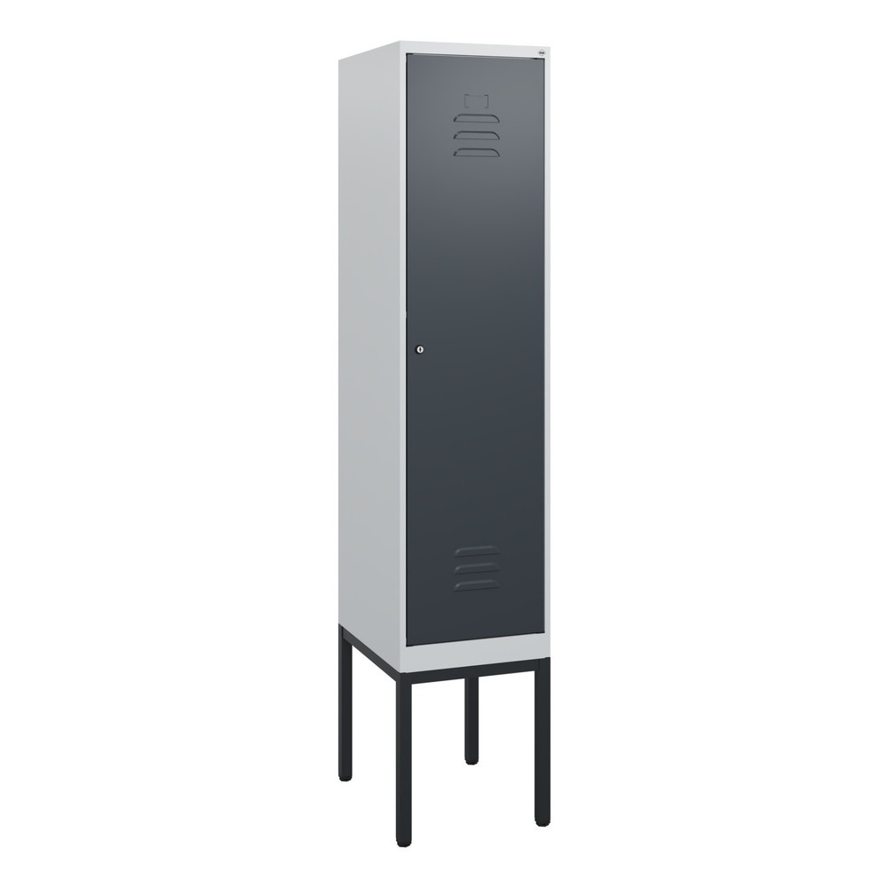 Produktabbildung: C+P Spind Classic PLUS, Gestell, 1 Abteil, HxBxT 1.950 x 400 x 500 mm, lichtgrau, anthrazitgrau, Zylinderschloss, ohne Mitteltrennwand