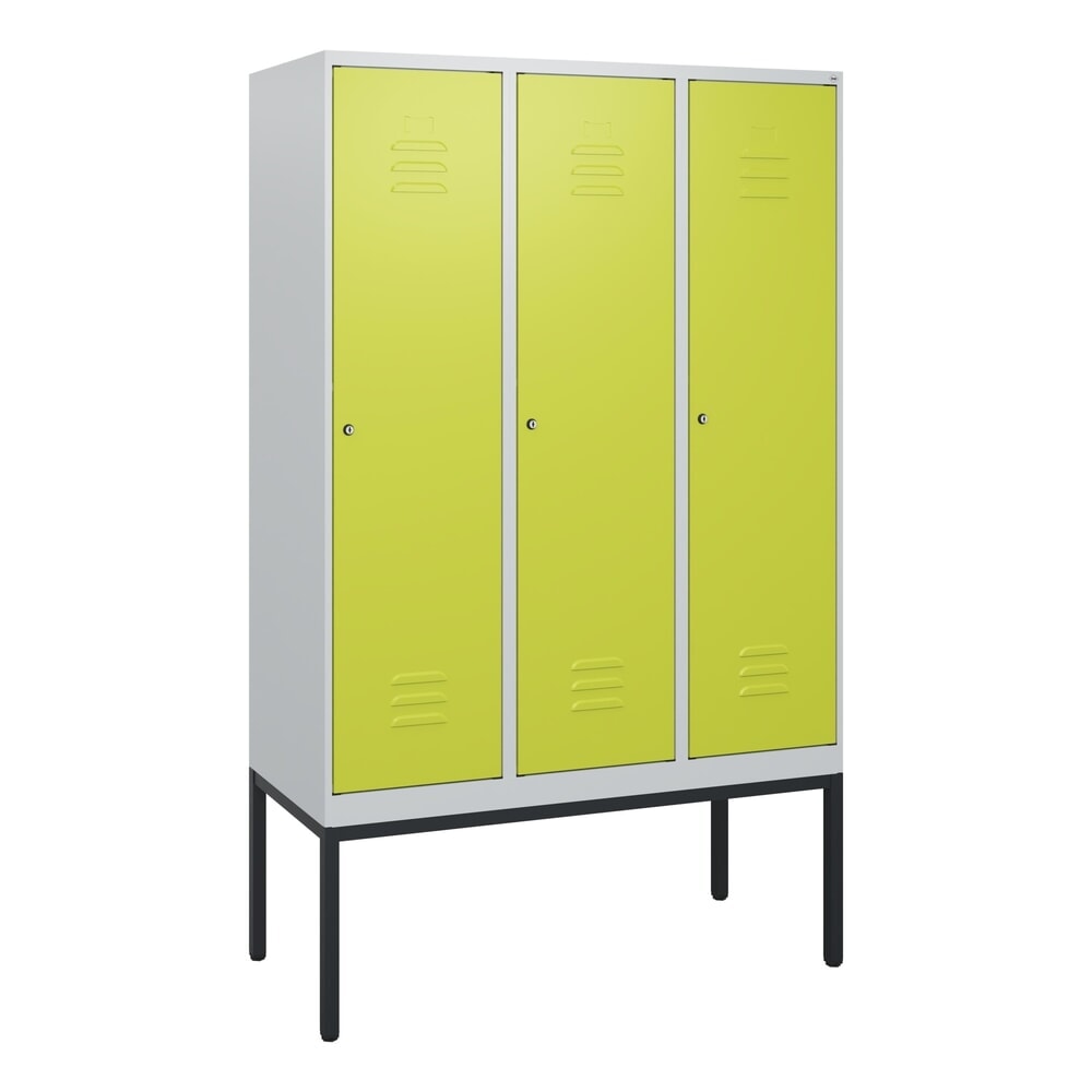 Produktabbildung Nr. 9: C+P Spind Classic PLUS, Gestell, 3 Abteile, HxBxT 1.950 x 1.200 x 500 mm, lichtgrau, clowngrün, Zylinderschloss, ohne Mitteltrennwand