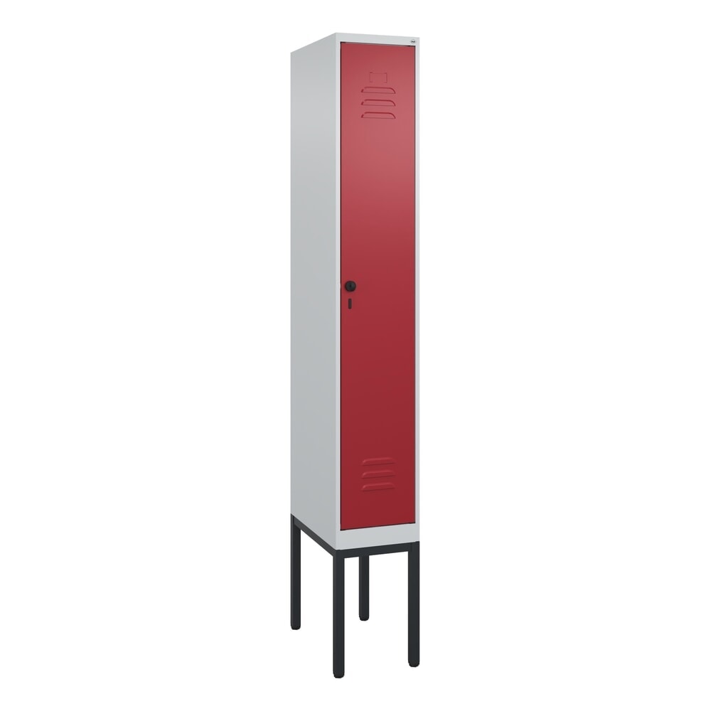 Produktabbildung Nr. 8: C+P Spind Classic PLUS, Gestell, 1 Abteil, HxBxT 2.120 x 300 x 500 mm, lichtgrau, rubinrot, für Vorhängeschloss, mit Mitteltrennwand