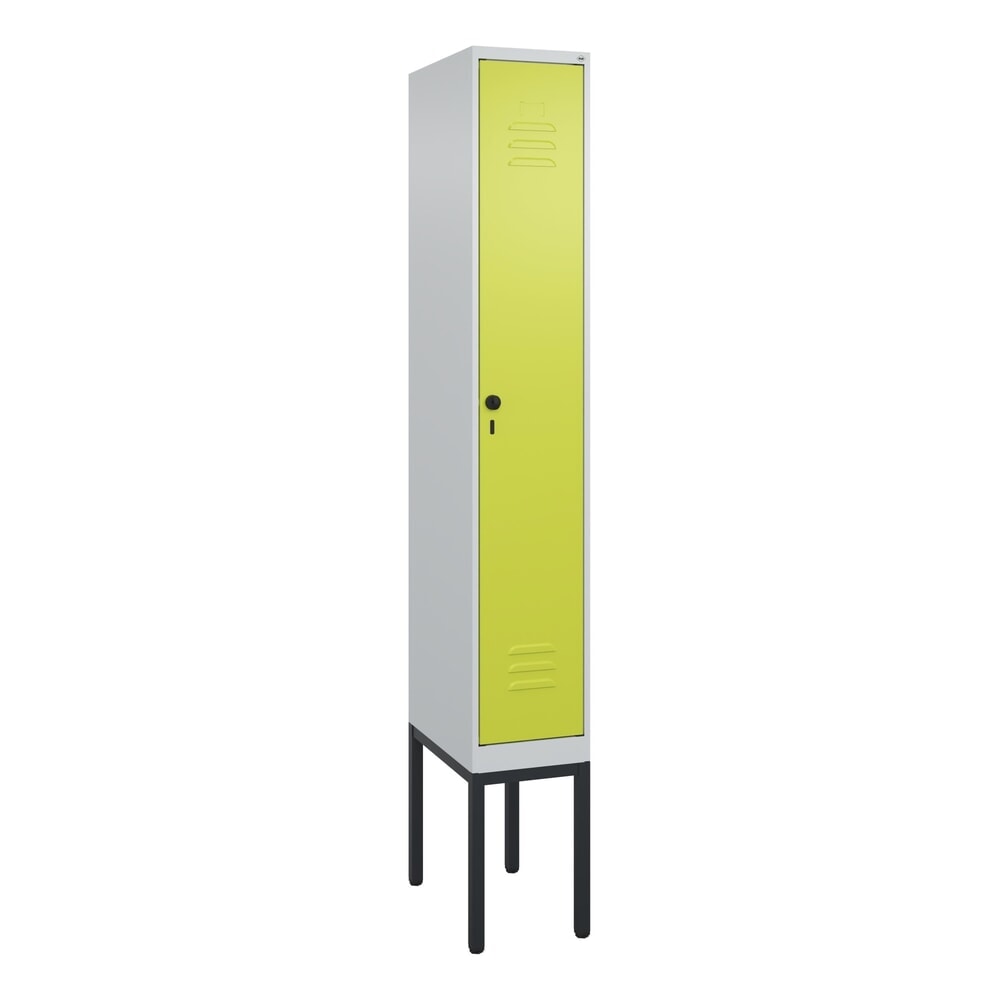Produktabbildung Nr. 9: C+P Spind Classic PLUS, Gestell, 1 Abteil, HxBxT 2.120 x 300 x 500 mm, lichtgrau, clowngrün, für Vorhängeschloss, mit Mitteltrennwand