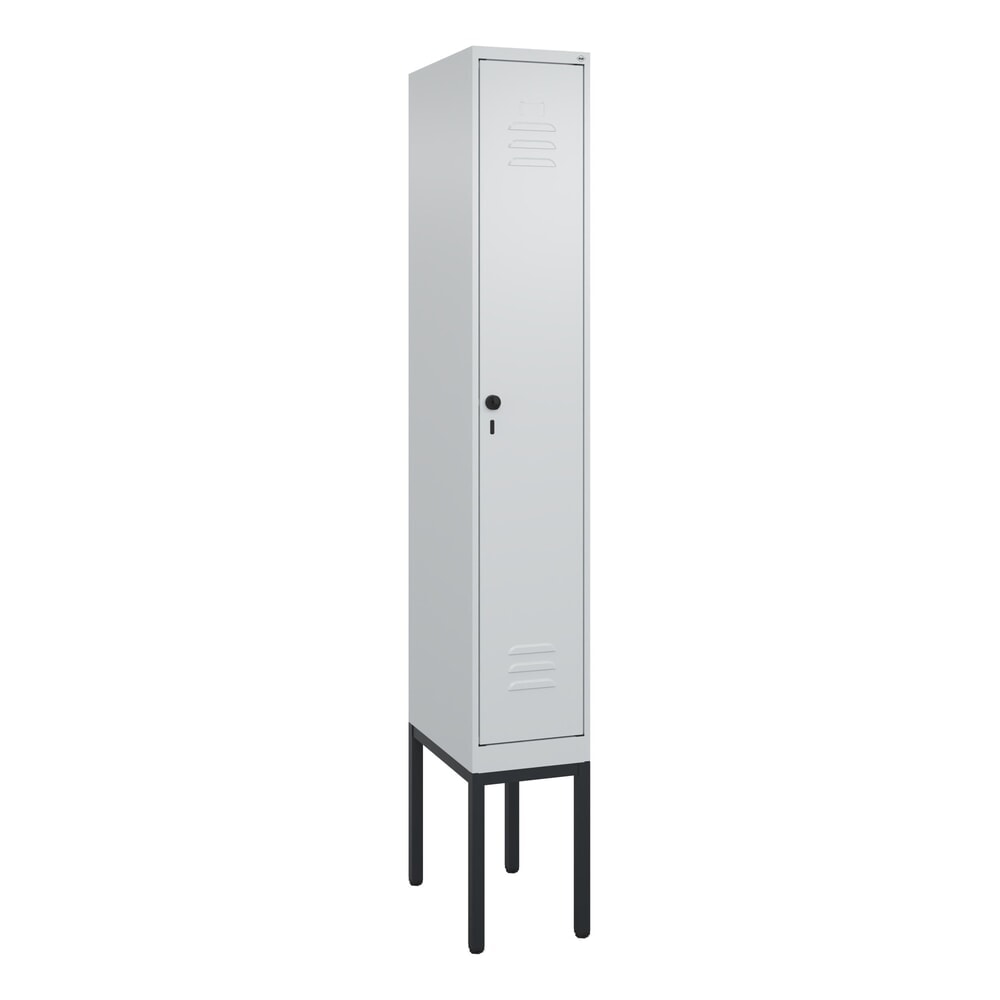 Produktabbildung Nr. 9: C+P Spind Classic PLUS, Gestell, 1 Abteil, HxBxT 2.120 x 300 x 500 mm, lichtgrau, lichtgrau, für Vorhängeschloss, mit Mitteltrennwand
