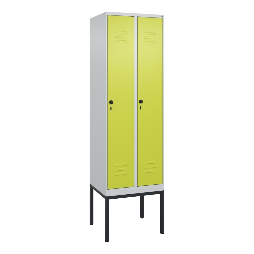 Produktabbildung Nr. 9: C+P Spind Classic PLUS, Gestell, 2 Abteile, HxBxT 2.120 x 600 x 500 mm, lichtgrau, clowngrün, für Vorhängeschloss, mit Mitteltrennwand