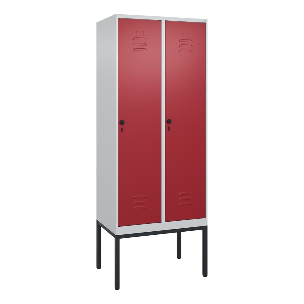 Produktabbildung Nr. 8: C+P Spind Classic PLUS, Gestell, 2 Abteile, HxBxT 2.120 x 800 x 500 mm, lichtgrau, rubinrot, für Vorhängeschloss, mit Mitteltrennwand