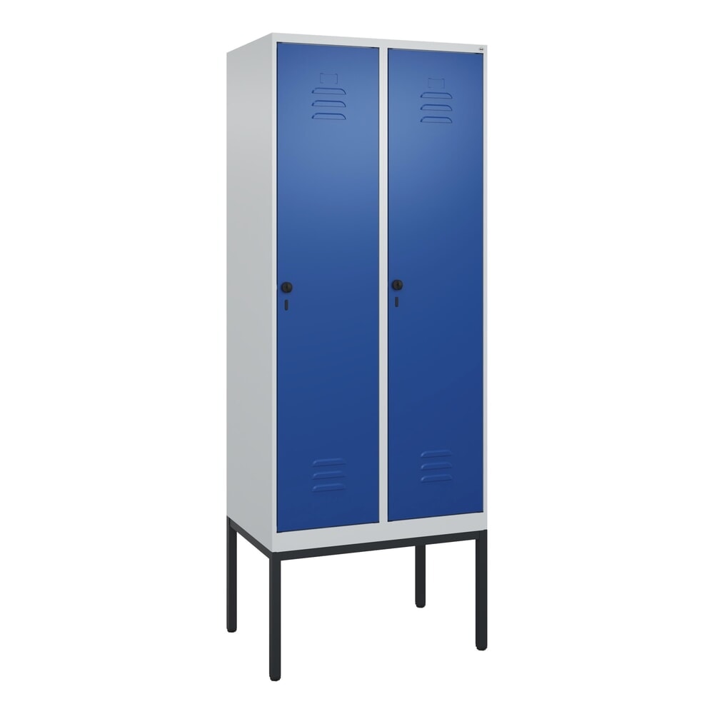 Produktabbildung Nr. 9: C+P Spind Classic PLUS, Gestell, 2 Abteile, HxBxT 2.120 x 800 x 500 mm, lichtgrau, enzianblau, für Vorhängeschloss, mit Mitteltrennwand