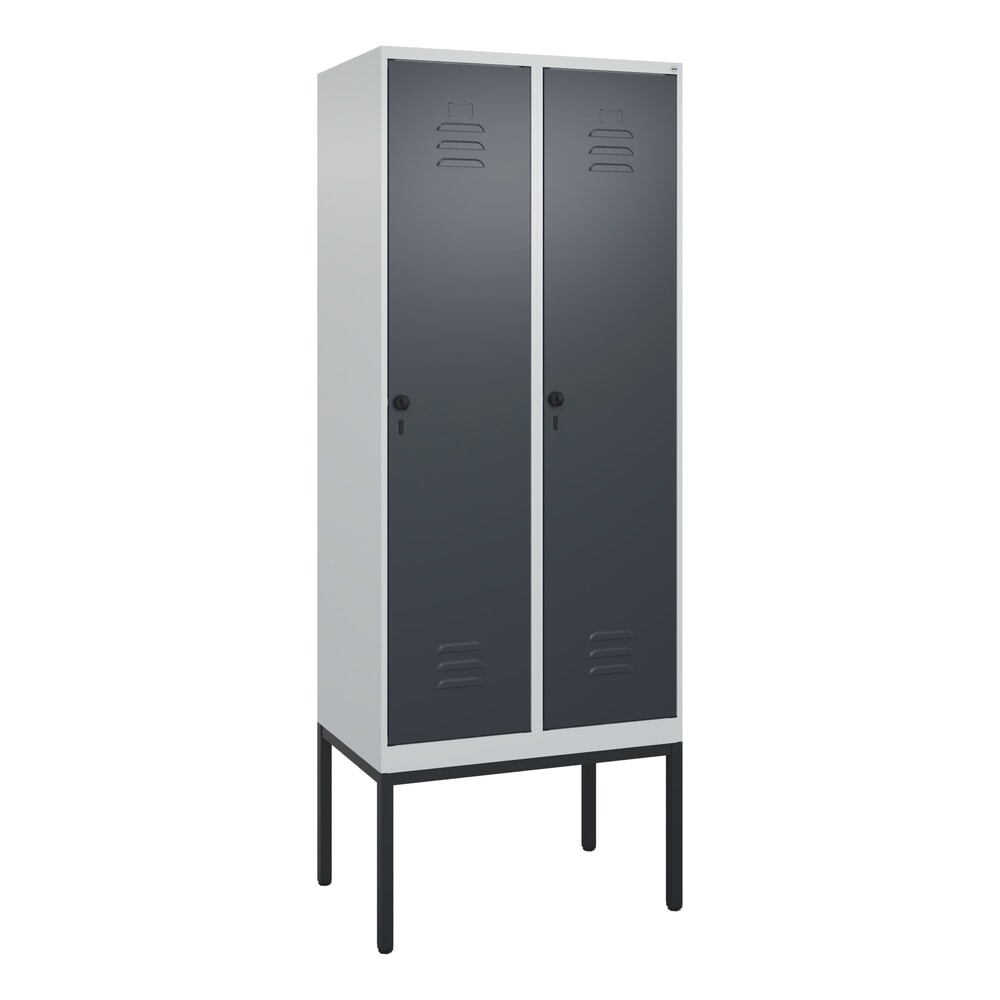 Produktabbildung Nr. 9: C+P Spind Classic PLUS, Gestell, 2 Abteile, HxBxT 2.120 x 800 x 500 mm, lichtgrau, anthrazitgrau, für Vorhängeschloss, mit Mitteltrennwand
