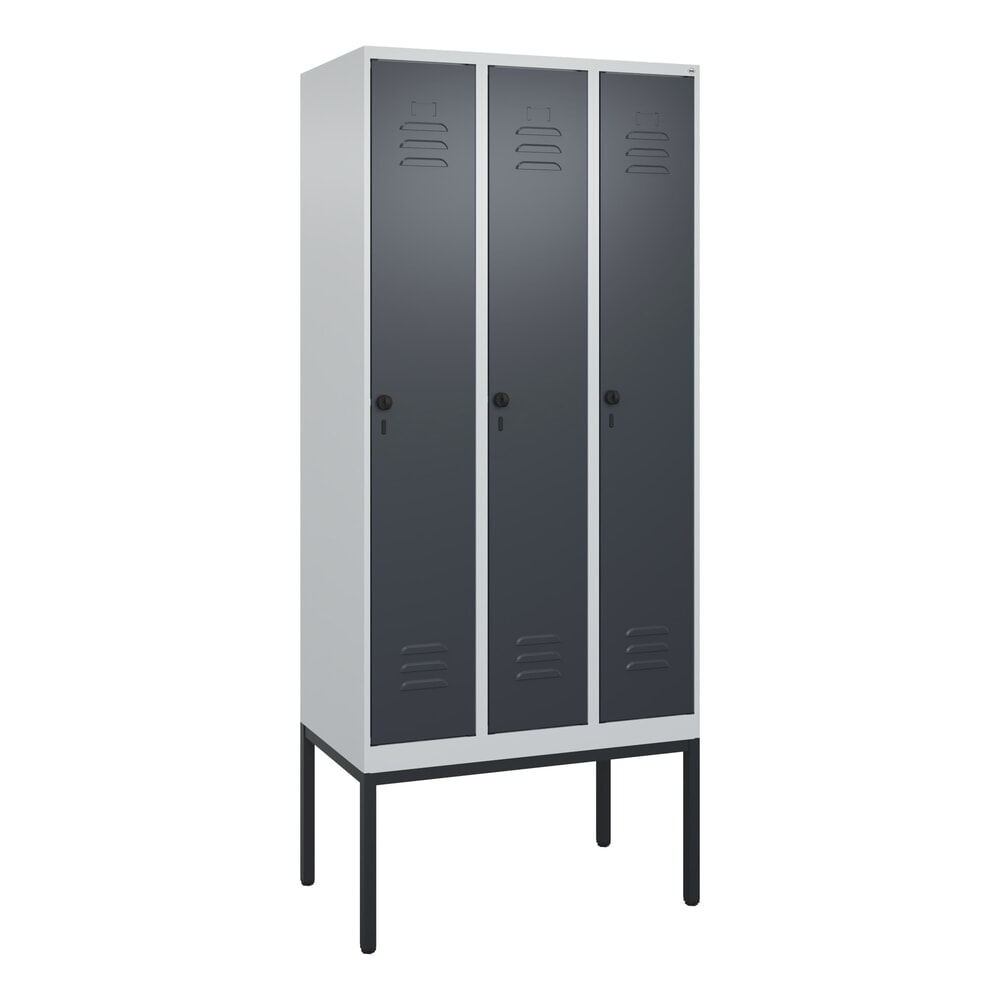 Produktabbildung Nr. 9: C+P Spind Classic PLUS, Gestell, 3 Abteile, HxBxT 2.120 x 900 x 500 mm, lichtgrau, anthrazitgrau, für Vorhängeschloss, mit Mitteltrennwand