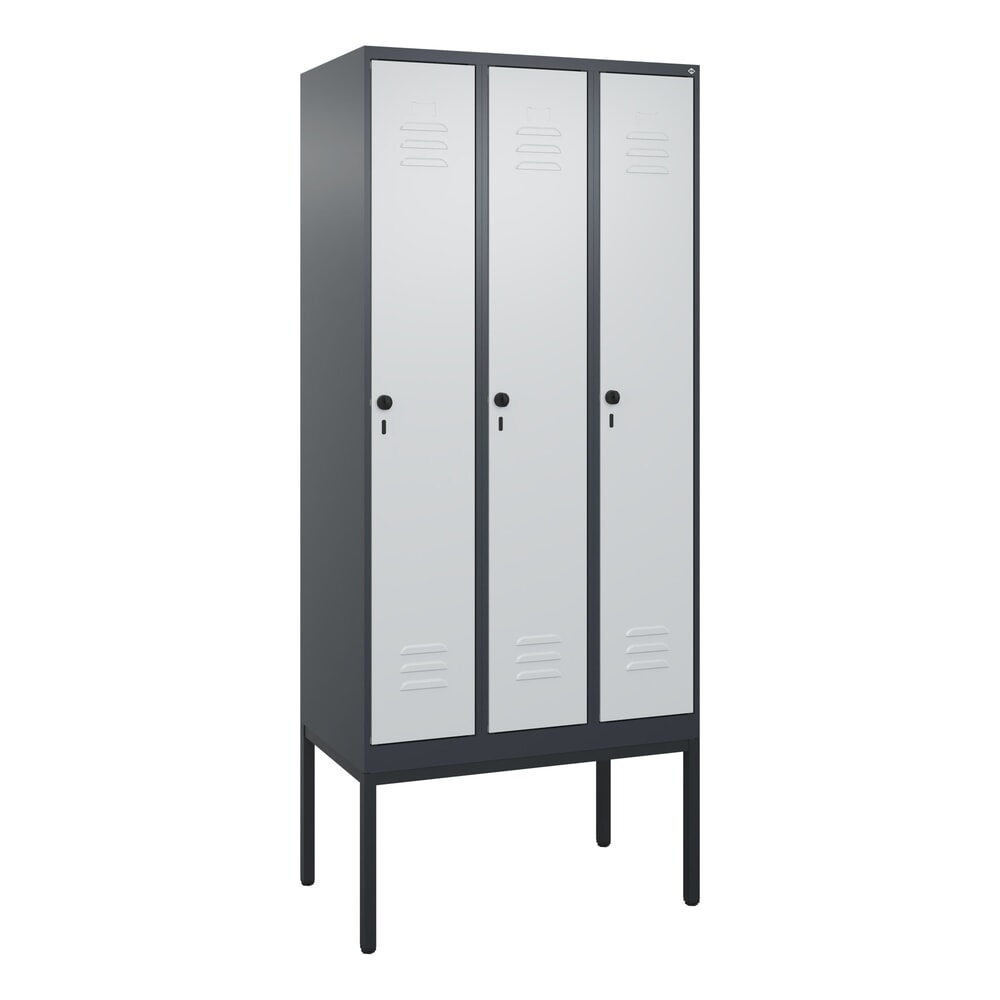 Produktabbildung Nr. 9: C+P Spind Classic PLUS, Gestell, 3 Abteile, HxBxT 2.120 x 900 x 500 mm, anthrazitgrau, lichtgrau, für Vorhängeschloss, mit Mitteltrennwand