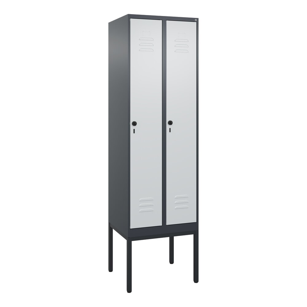 Produktabbildung Nr. 9: C+P Spind Classic PLUS, Gestell, 2 Abteile, HxBxT 2.120 x 600 x 500 mm, anthrazitgrau, lichtgrau, für Vorhängeschloss, mit Mitteltrennwand