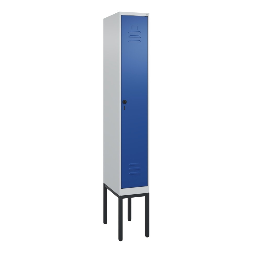 Produktabbildung Nr. 9: C+P Spind Classic PLUS, Gestell, 1 Abteil, HxBxT 2.120 x 300 x 500 mm, lichtgrau, enzianblau, für Vorhängeschloss, ohne Mitteltrennwand