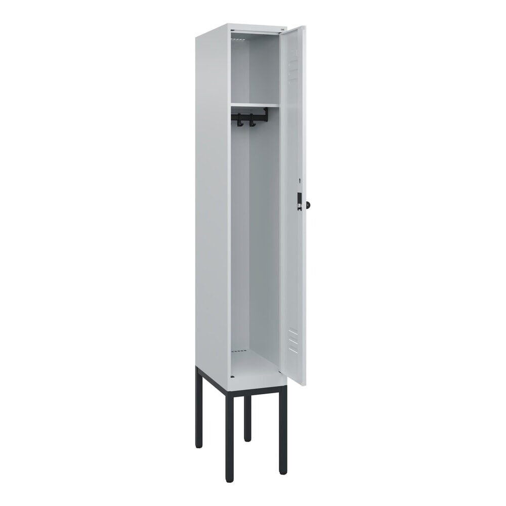 Produktabbildung: C+P Spind Classic PLUS, Gestell, 1 Abteil, HxBxT 2.120 x 300 x 500 mm, lichtgrau, lichtgrau, für Vorhängeschloss, ohne Mitteltrennwand
