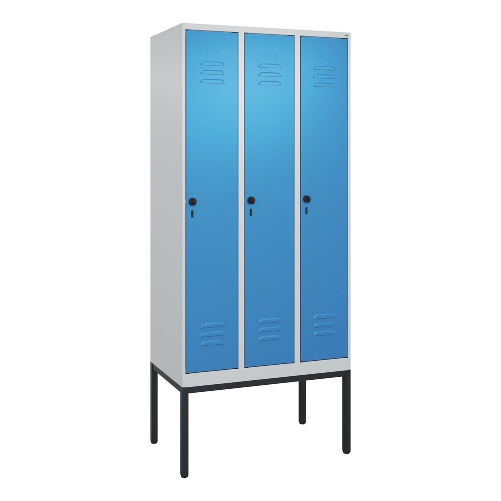 Produktabbildung Nr. 9: C+P Spind Classic PLUS, Gestell, 3 Abteile, HxBxT 2.120 x 900 x 500 mm, lichtgrau, lichtblau, für Vorhängeschloss, ohne Mitteltrennwand