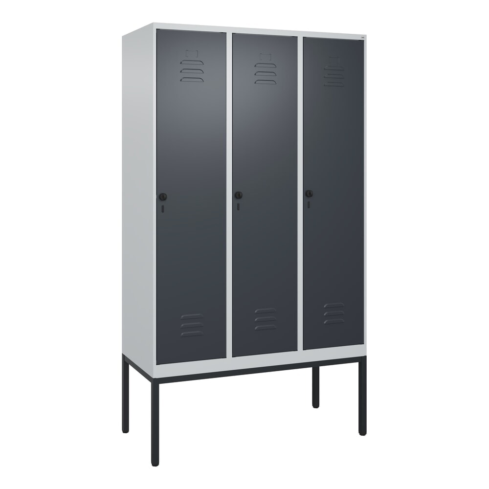 Produktabbildung Nr. 9: C+P Spind Classic PLUS, Gestell, 3 Abteile, HxBxT 2.120 x 1.200 x 500 mm, lichtgrau, anthrazitgrau, für Vorhängeschloss, ohne Mitteltrennwand