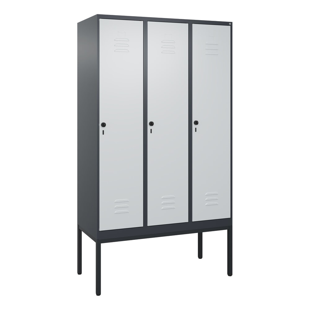 Produktabbildung Nr. 9: C+P Spind Classic PLUS, Gestell, 3 Abteile, HxBxT 2.120 x 1.200 x 500 mm, anthrazitgrau, lichtgrau, für Vorhängeschloss, ohne Mitteltrennwand