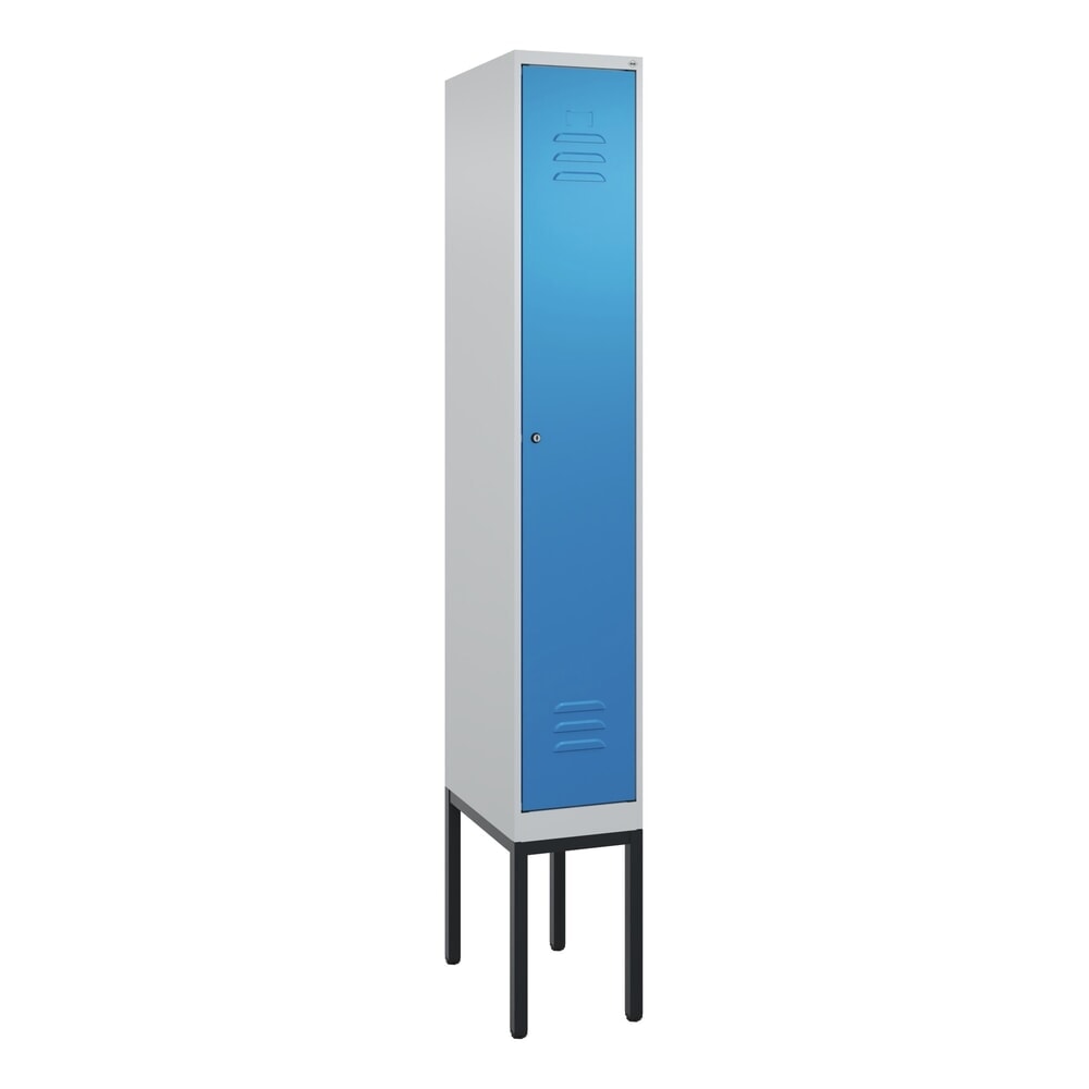 Produktabbildung Nr. 9: C+P Spind Classic PLUS, Gestell, 1 Abteil, HxBxT 2.120 x 300 x 500 mm, lichtgrau, lichtblau, Zylinderschloss, mit Mitteltrennwand