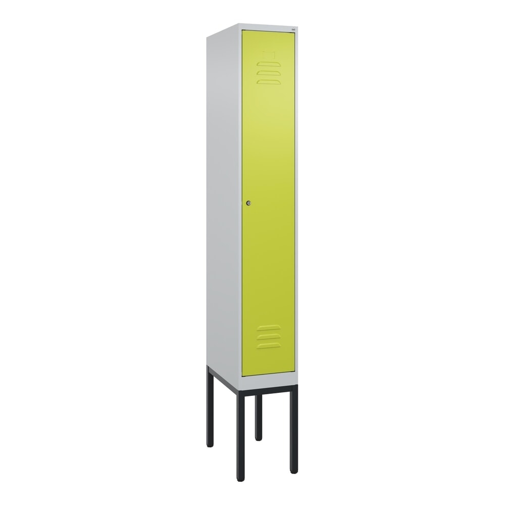 Produktabbildung Nr. 9: C+P Spind Classic PLUS, Gestell, 1 Abteil, HxBxT 2.120 x 300 x 500 mm, lichtgrau, clowngrün, Zylinderschloss, mit Mitteltrennwand