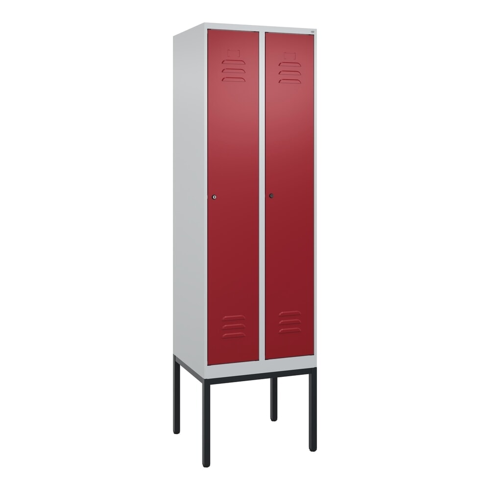 Produktabbildung Nr. 9: C+P Spind Classic PLUS, Gestell, 2 Abteile, HxBxT 2.120 x 600 x 500 mm, lichtgrau, rubinrot, Zylinderschloss, mit Mitteltrennwand