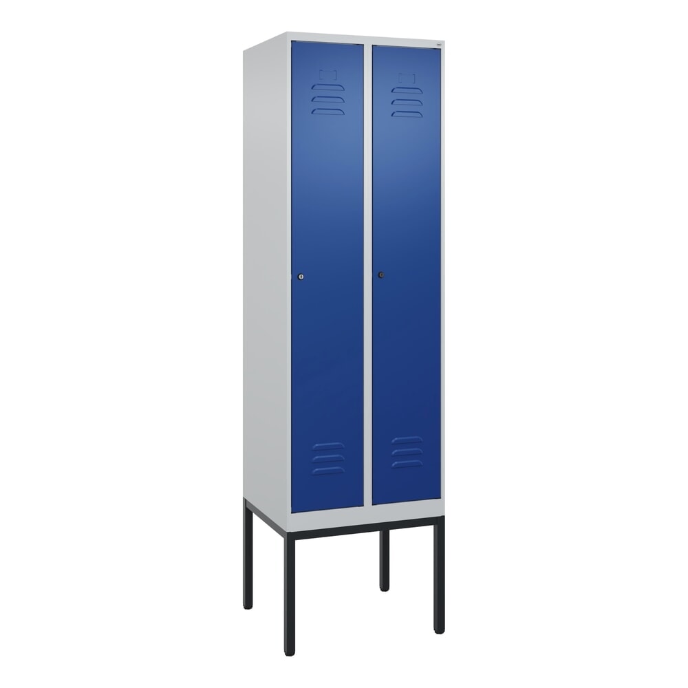 Produktabbildung Nr. 9: C+P Spind Classic PLUS, Gestell, 2 Abteile, HxBxT 2.120 x 600 x 500 mm, lichtgrau, enzianblau, Zylinderschloss, mit Mitteltrennwand