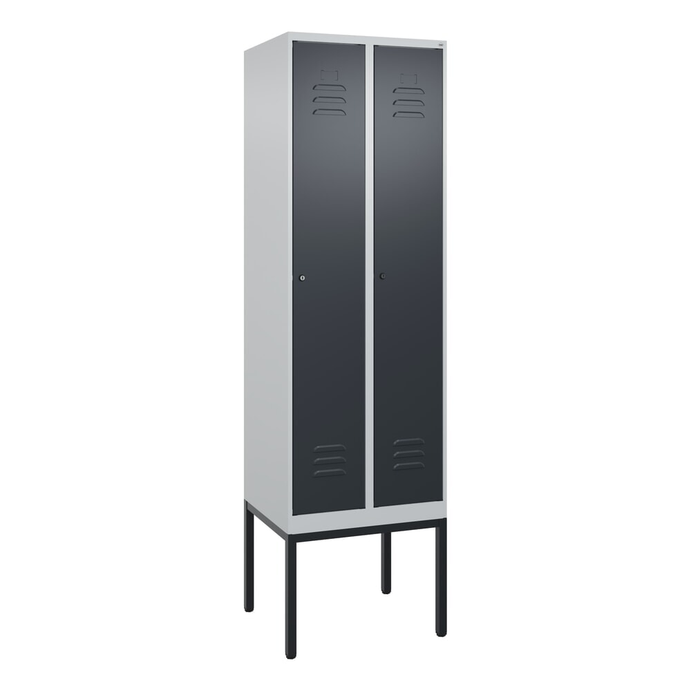 Produktabbildung Nr. 9: C+P Spind Classic PLUS, Gestell, 2 Abteile, HxBxT 2.120 x 600 x 500 mm, lichtgrau, anthrazitgrau, Zylinderschloss, mit Mitteltrennwand
