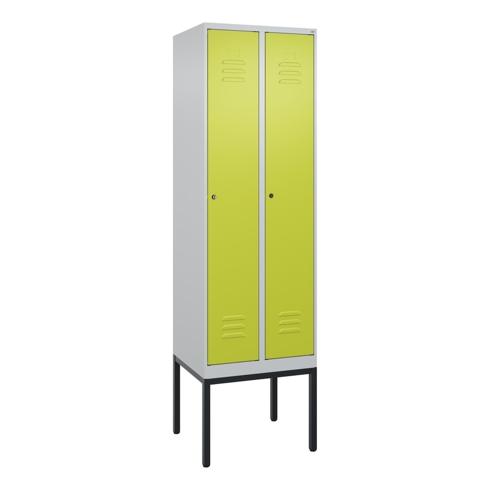 Produktabbildung Nr. 9: C+P Spind Classic PLUS, Gestell, 2 Abteile, HxBxT 2.120 x 600 x 500 mm, lichtgrau, clowngrün, Zylinderschloss, mit Mitteltrennwand