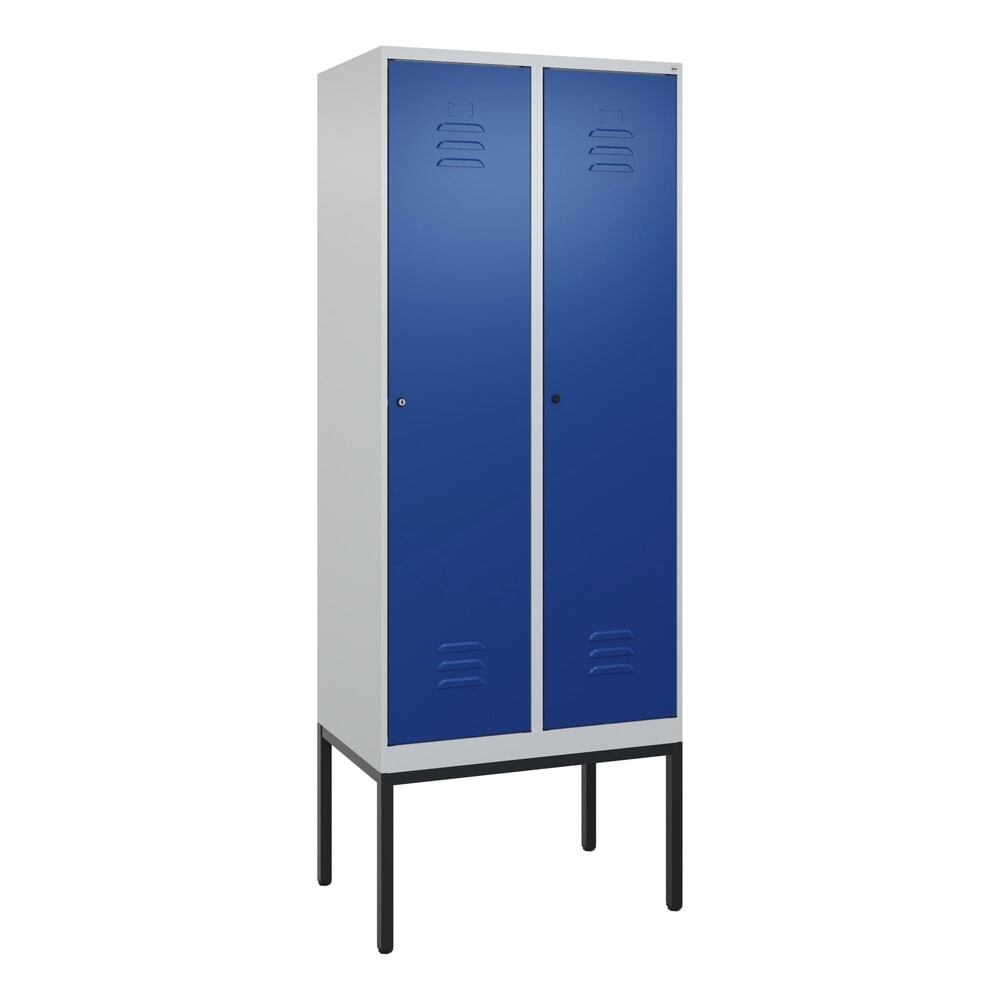 Produktabbildung Nr. 9: C+P Spind Classic PLUS, Gestell, 2 Abteile, HxBxT 2.120 x 800 x 500 mm, lichtgrau, enzianblau, Zylinderschloss, mit Mitteltrennwand