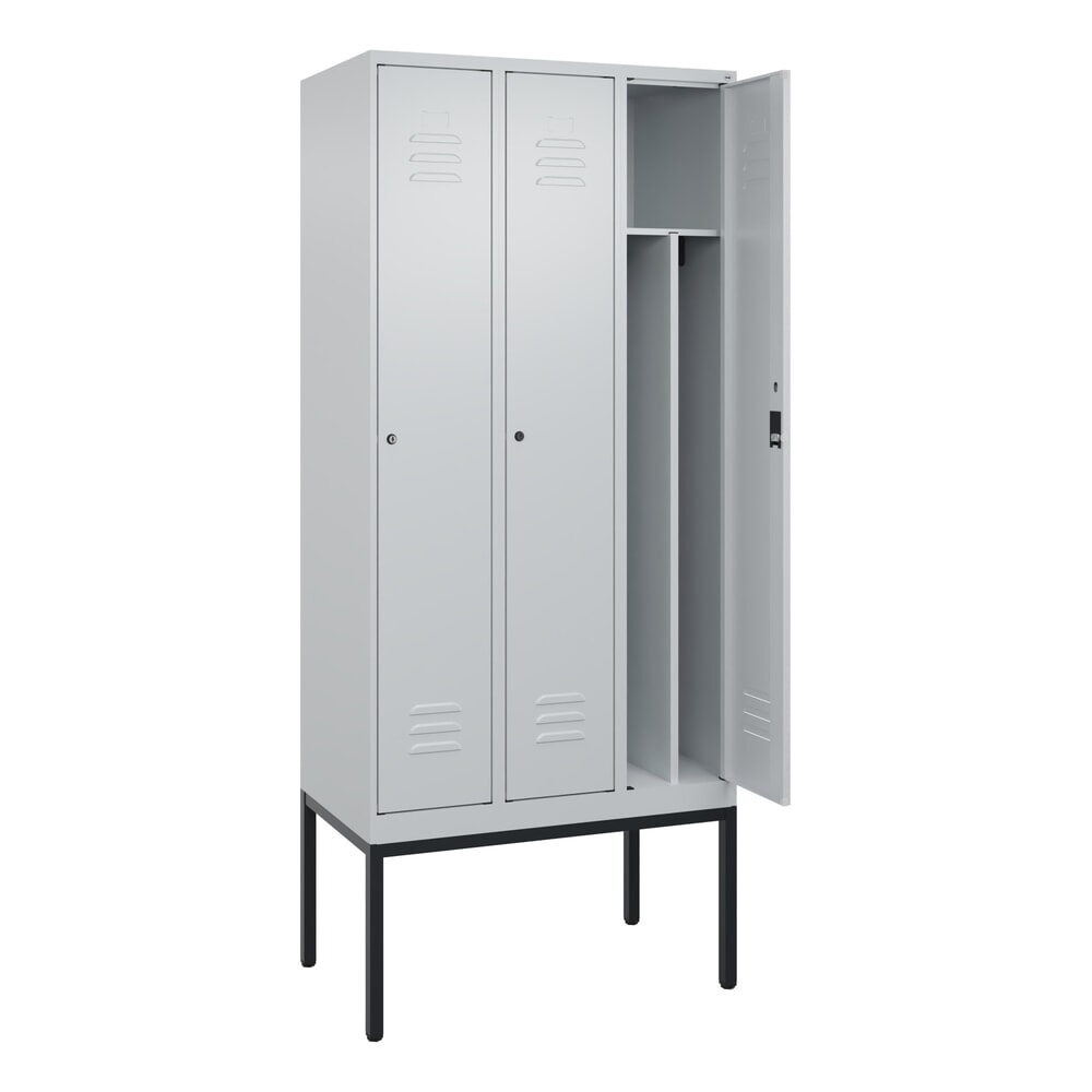 Illustration du produit: C+P Spind Classic PLUS, Gestell, 3 Abteile, HxBxT 2.120 x 900 x 500 mm, lichtgrau, lichtgrau, Zylinderschloss, mit Mitteltrennwand
