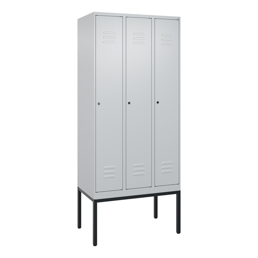 N° de l'image du produit 9 : C+P Spind Classic PLUS, Gestell, 3 Abteile, HxBxT 2.120 x 900 x 500 mm, lichtgrau, lichtgrau, Zylinderschloss, mit Mitteltrennwand