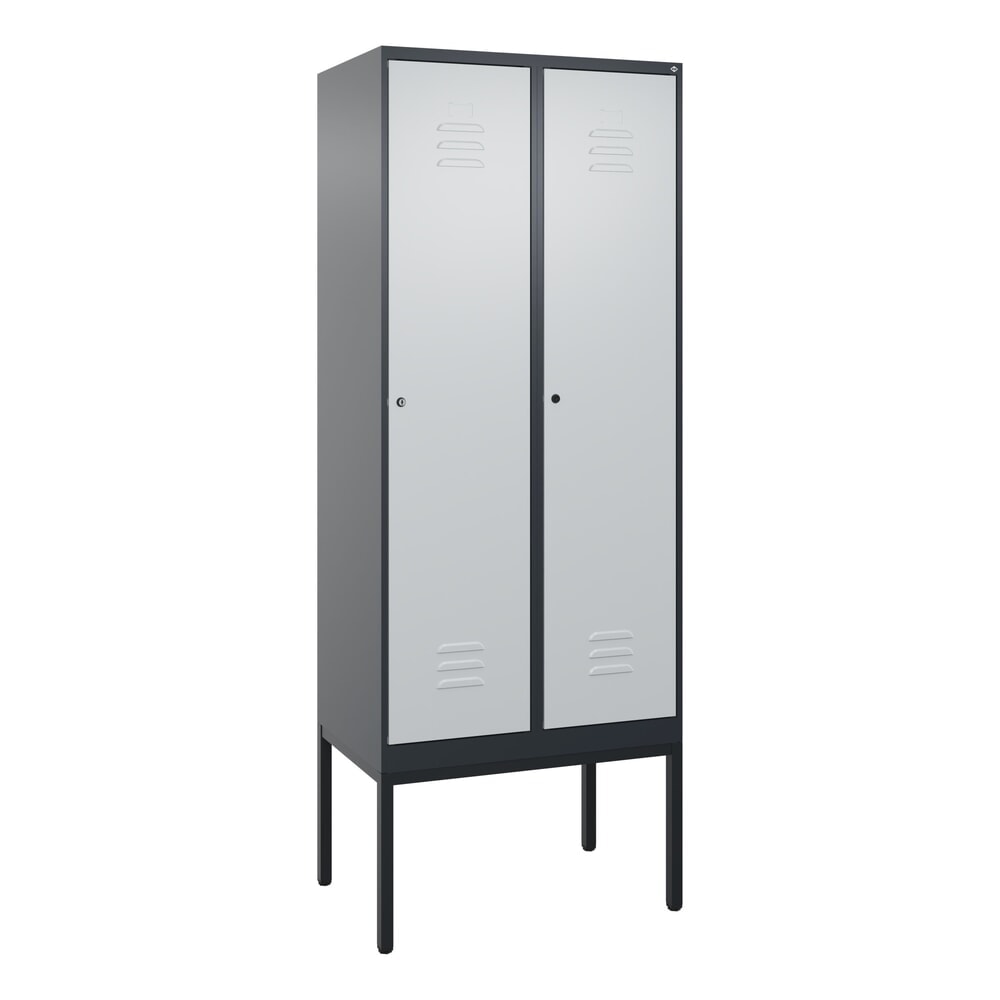 Produktabbildung Nr. 9: C+P Spind Classic PLUS, Gestell, 2 Abteile, HxBxT 2.120 x 800 x 500 mm, anthrazitgrau, lichtgrau, Zylinderschloss, mit Mitteltrennwand