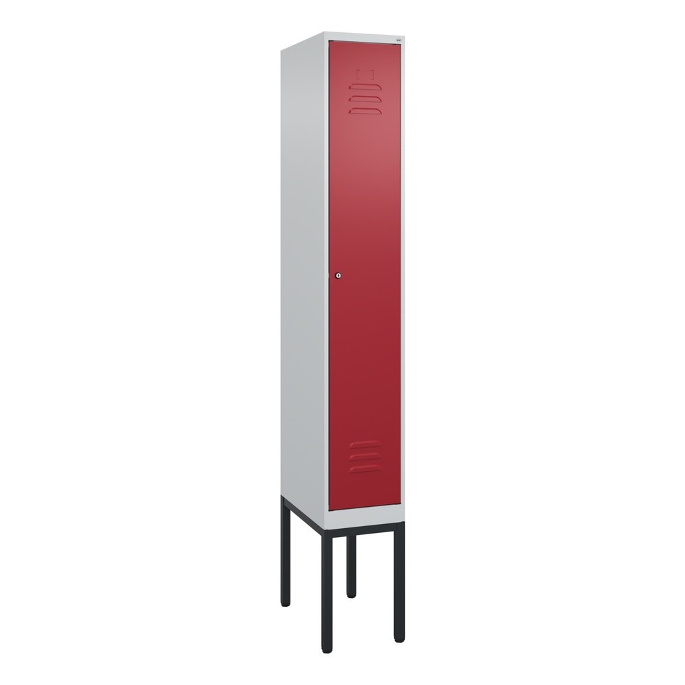 Produktabbildung: C+P Spind Classic PLUS, Gestell, 1 Abteil, HxBxT 2.120 x 300 x 500 mm, lichtgrau, rubinrot, Zylinderschloss, ohne Mitteltrennwand