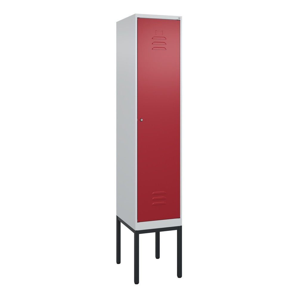 Produktabbildung: C+P Spind Classic PLUS, Gestell, 1 Abteil, HxBxT 2.120 x 400 x 500 mm, lichtgrau, rubinrot, Zylinderschloss, ohne Mitteltrennwand