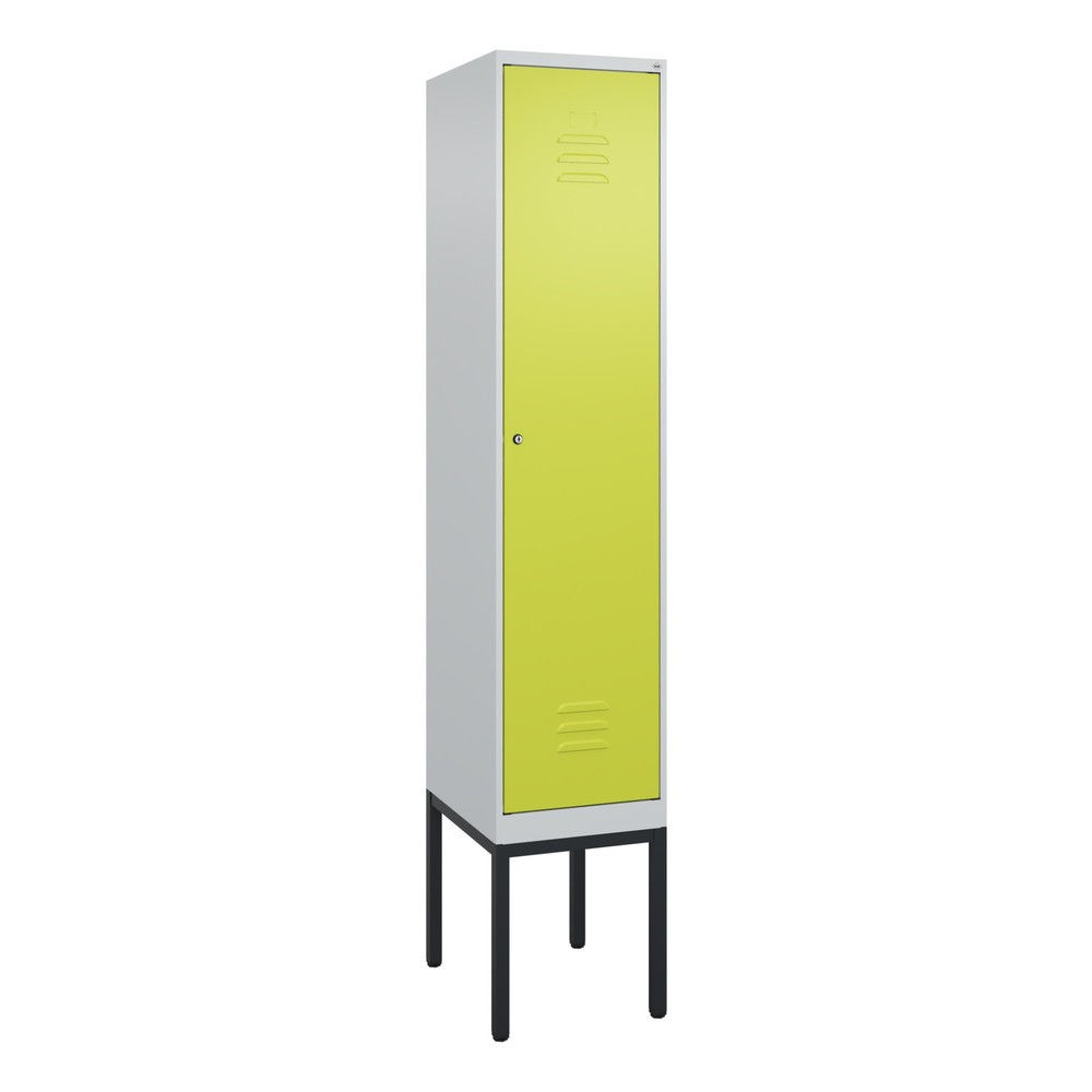 Produktabbildung: C+P Spind Classic PLUS, Gestell, 1 Abteil, HxBxT 2.120 x 400 x 500 mm, lichtgrau, clowngrün, Zylinderschloss, ohne Mitteltrennwand
