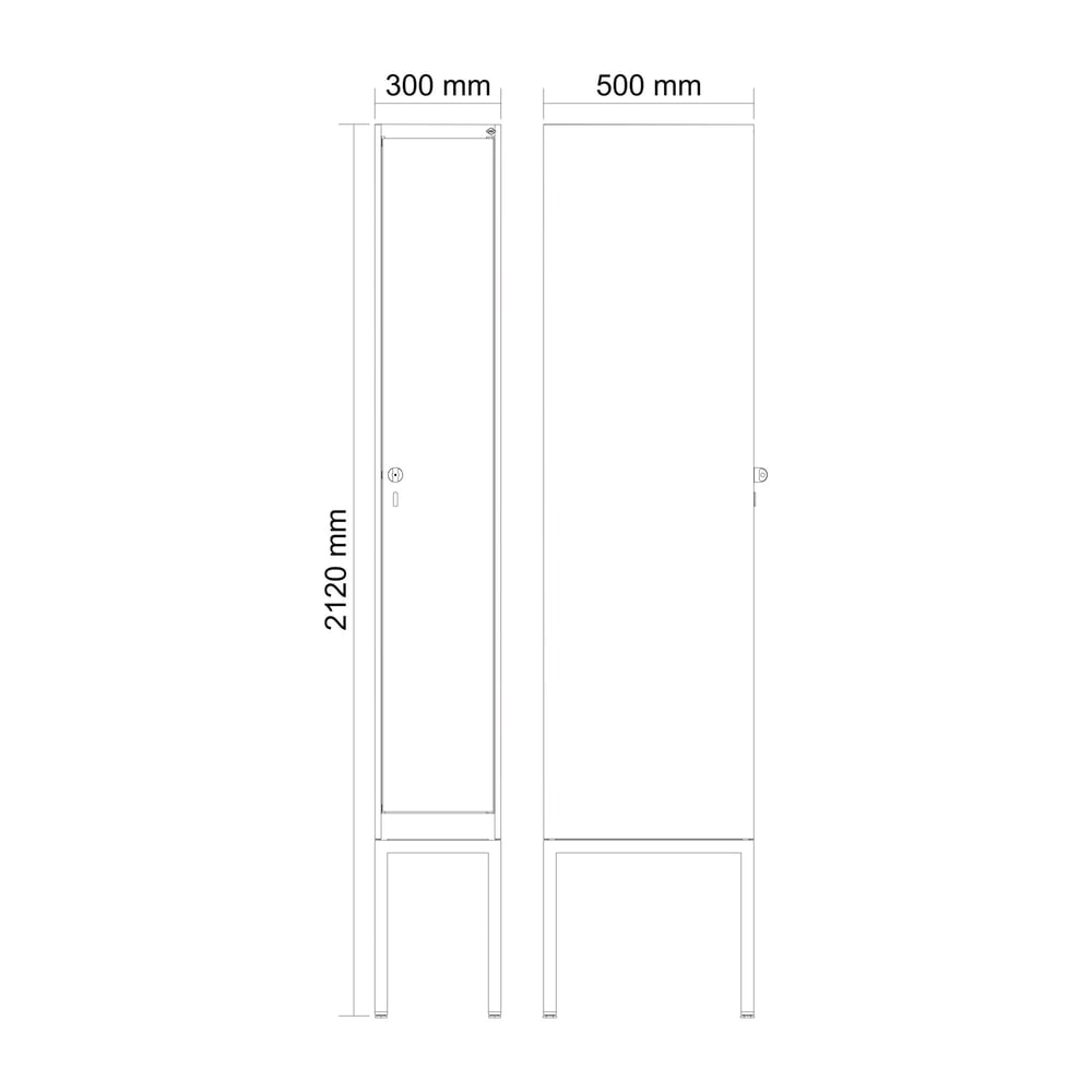 Produktabbildung Nr. 8: C+P Spind Classic PLUS, Gestell, 1 Abteil, HxBxT 2.120 x 300 x 500 mm, lichtgrau, lichtblau, Zylinderschloss, ohne Mitteltrennwand