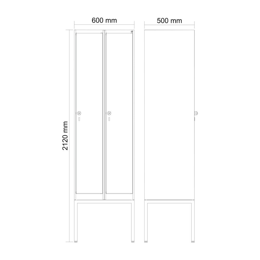 Produktabbildung Nr. 8: C+P Spind Classic PLUS, Gestell, 2 Abteile, HxBxT 2.120 x 600 x 500 mm, anthrazitgrau, lichtgrau, Zylinderschloss, ohne Mitteltrennwand