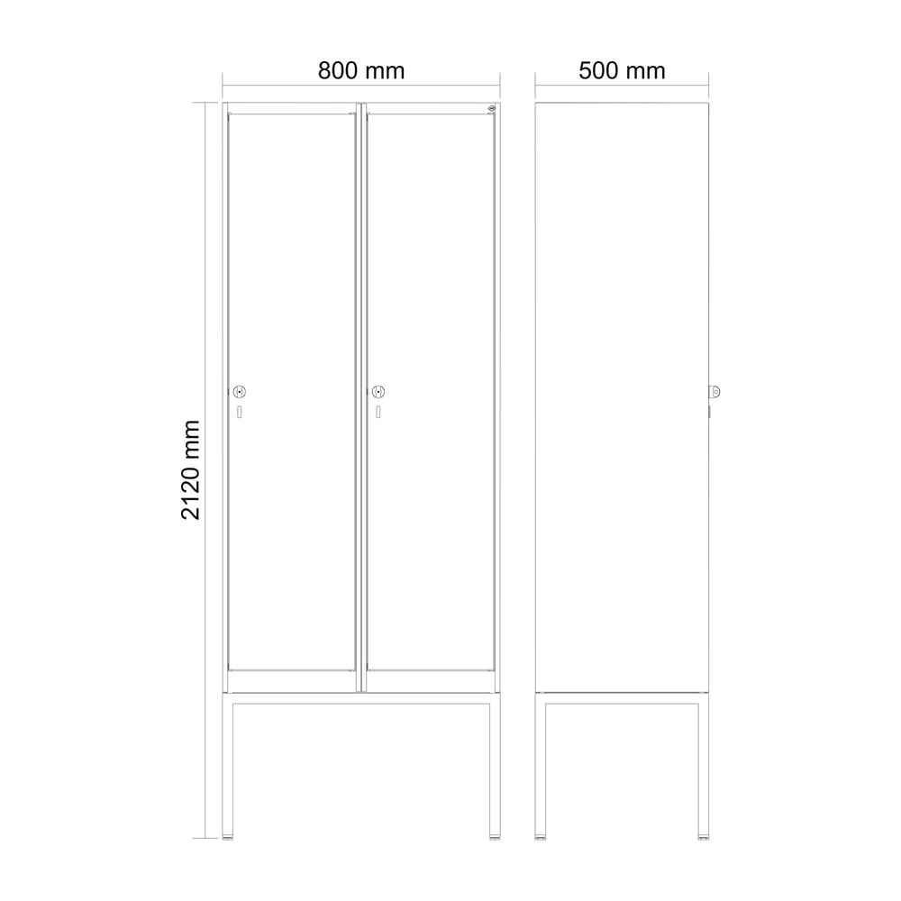 Produktabbildung Nr. 8: C+P Spind Classic PLUS, Gestell, 2 Abteile, HxBxT 2.120 x 800 x 500 mm, lichtgrau, rubinrot, Zylinderschloss, ohne Mitteltrennwand