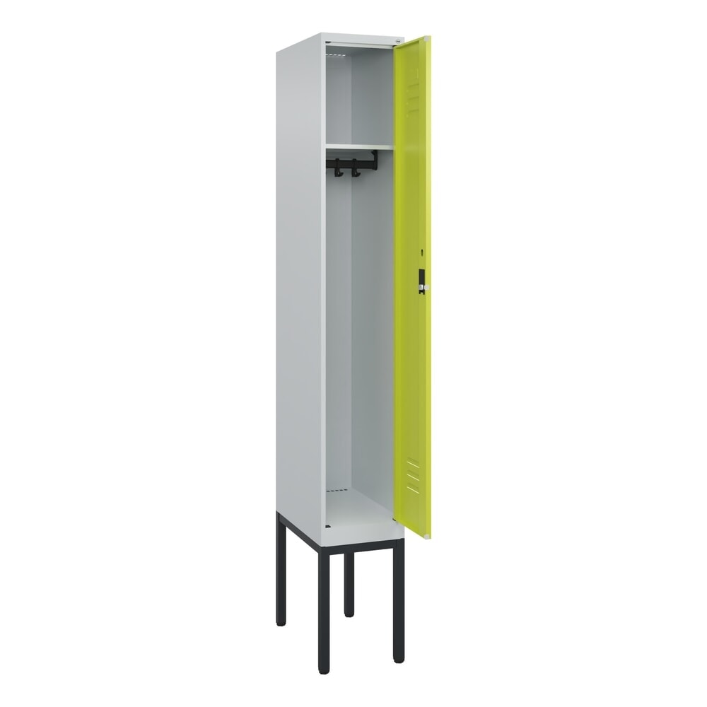 Produktabbildung: C+P Spind Classic PLUS, Gestell, 1 Abteil, HxBxT 2.120 x 300 x 500 mm, lichtgrau, clowngrün, Zylinderschloss, ohne Mitteltrennwand