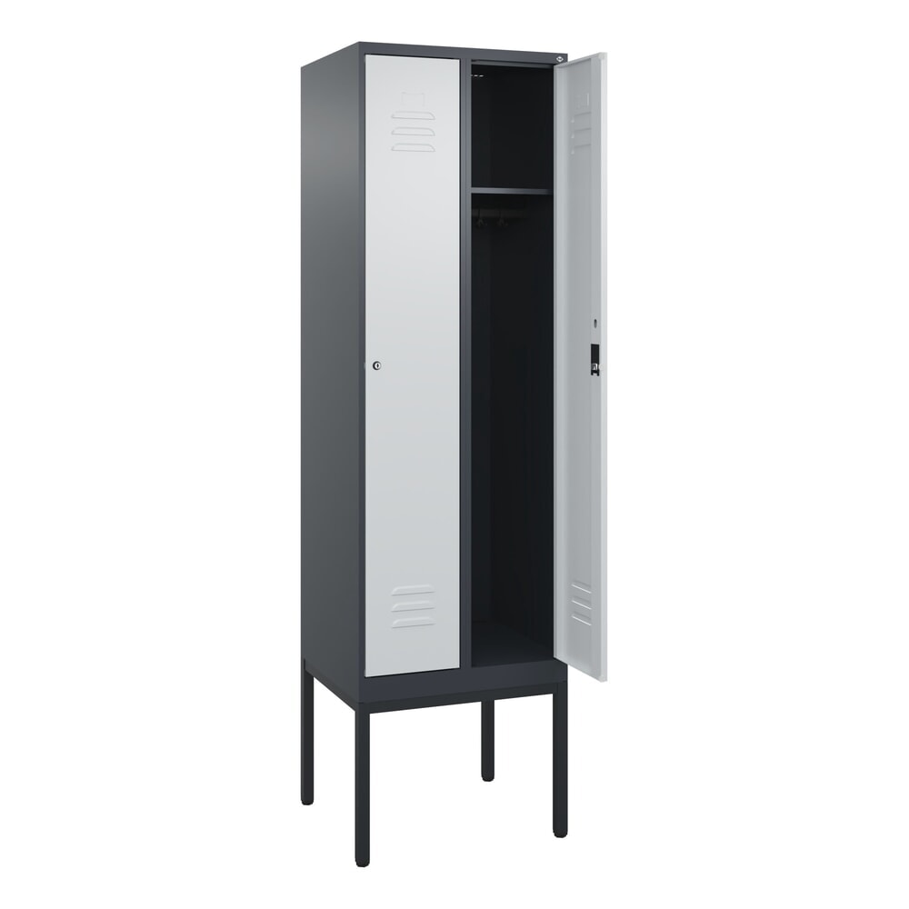 Produktabbildung Nr. 1: C+P Spind Classic PLUS, Gestell, 2 Abteile, HxBxT 2.120 x 600 x 500 mm, anthrazitgrau, lichtgrau, Zylinderschloss, ohne Mitteltrennwand